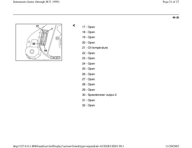 audi a4 b5 1 8l 1996 electrical equipment 90 1 instrument cluster loc\u2026